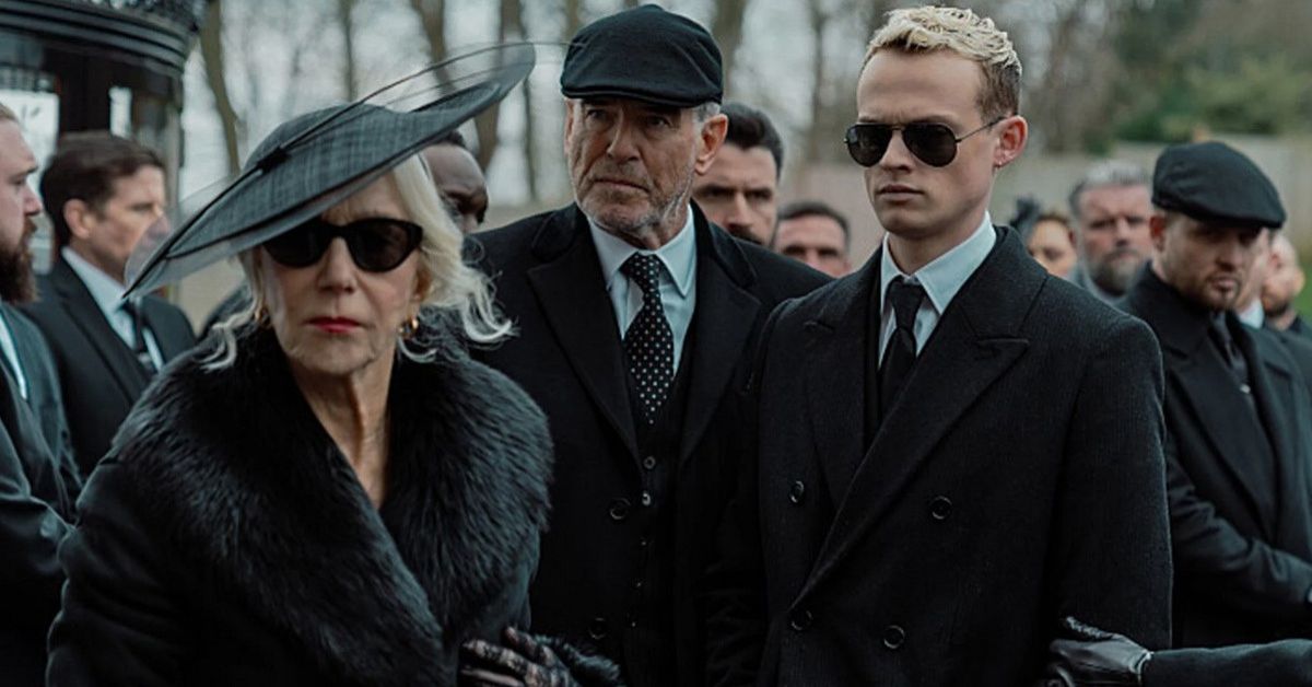 dame helen mirren and pierce brosnan in MobLand scene